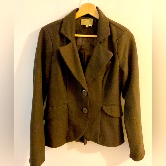 ASHLEY BY 26 Intl Vintage Women’s Brown Tweed Blazer w/Professor Patches Sz Med - Picture 1 of 8